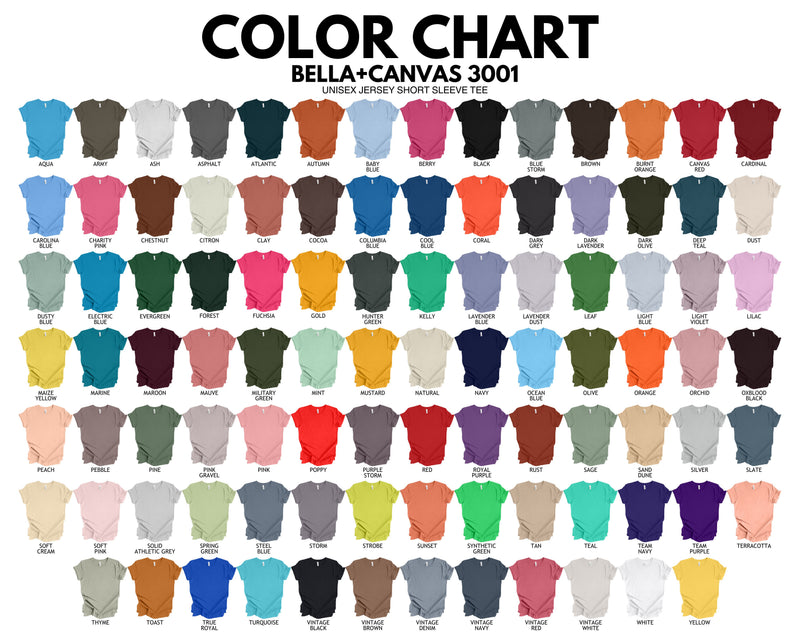 Bella+Canvas Color Chart