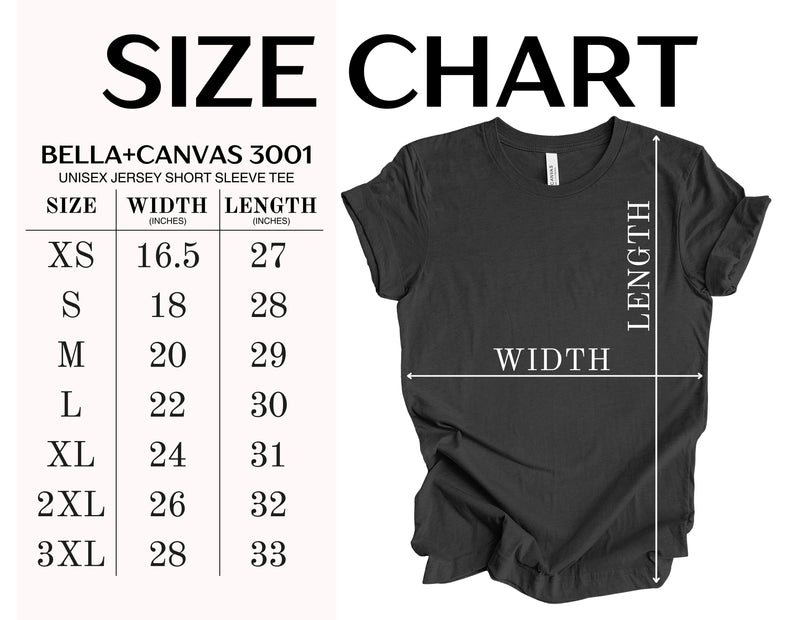 Bella+Canvas Size Chart